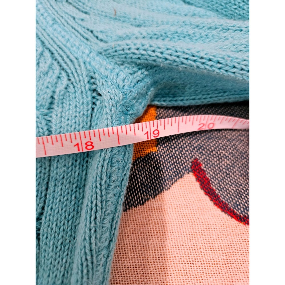 Polo Ralph Lauren Turquoise Cable Knit Sweater XL Blue Cotton Preppy Y2K - Picture 5 of 5